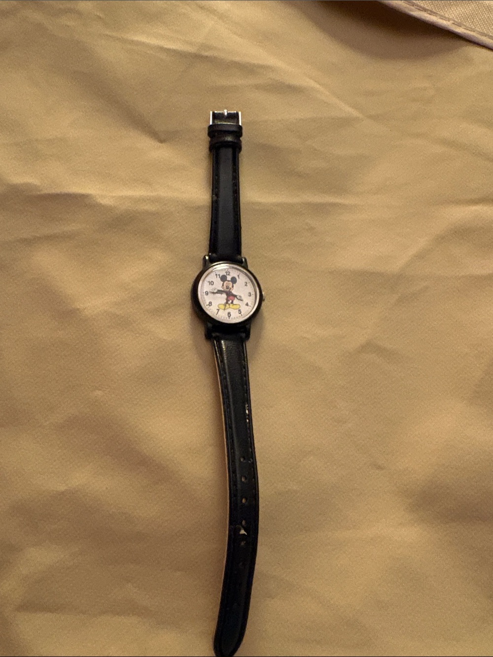 Disney Black Strap Watch with White Mickey Dial